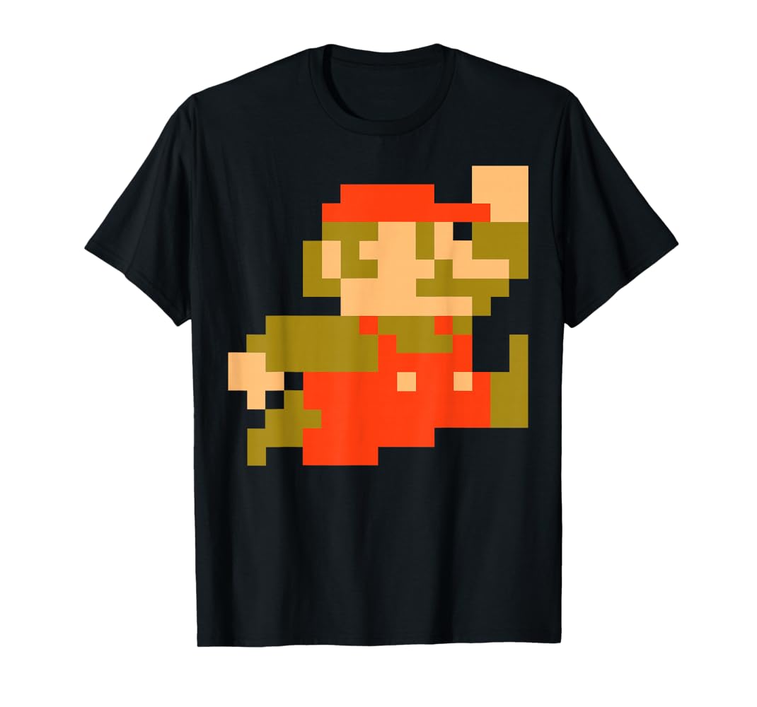 Amazon.com: Nintendo Super Mario 8-bit Pixel Jump Graphic T